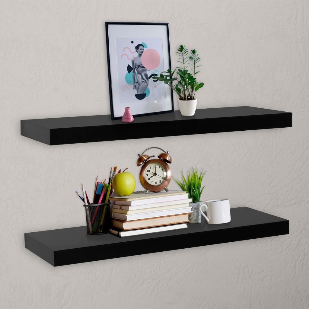 Mensole a Muro Galleggianti 2 pz Nere 100x20x3,8 cm vidaXL