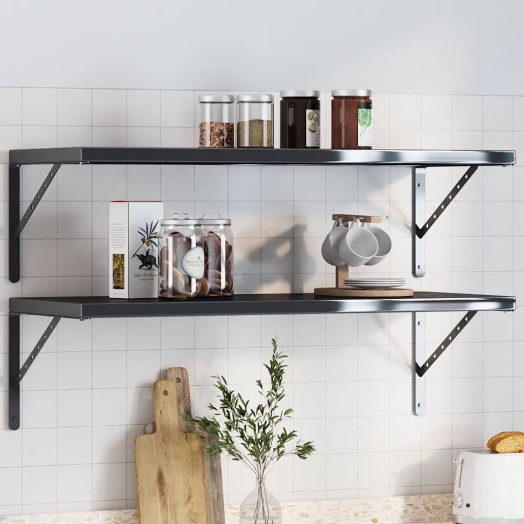 Staffe per Mensola 4 pz 40x2,5x25 cm in Acciaio Inox Nero vidaXL