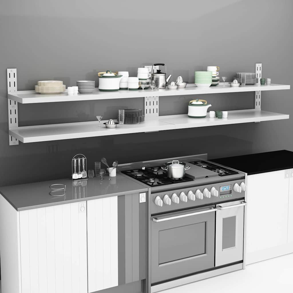 Mensole Galleggianti a 2 Livelli 2 pz in Acciaio Inox 300x30 cm vidaXL