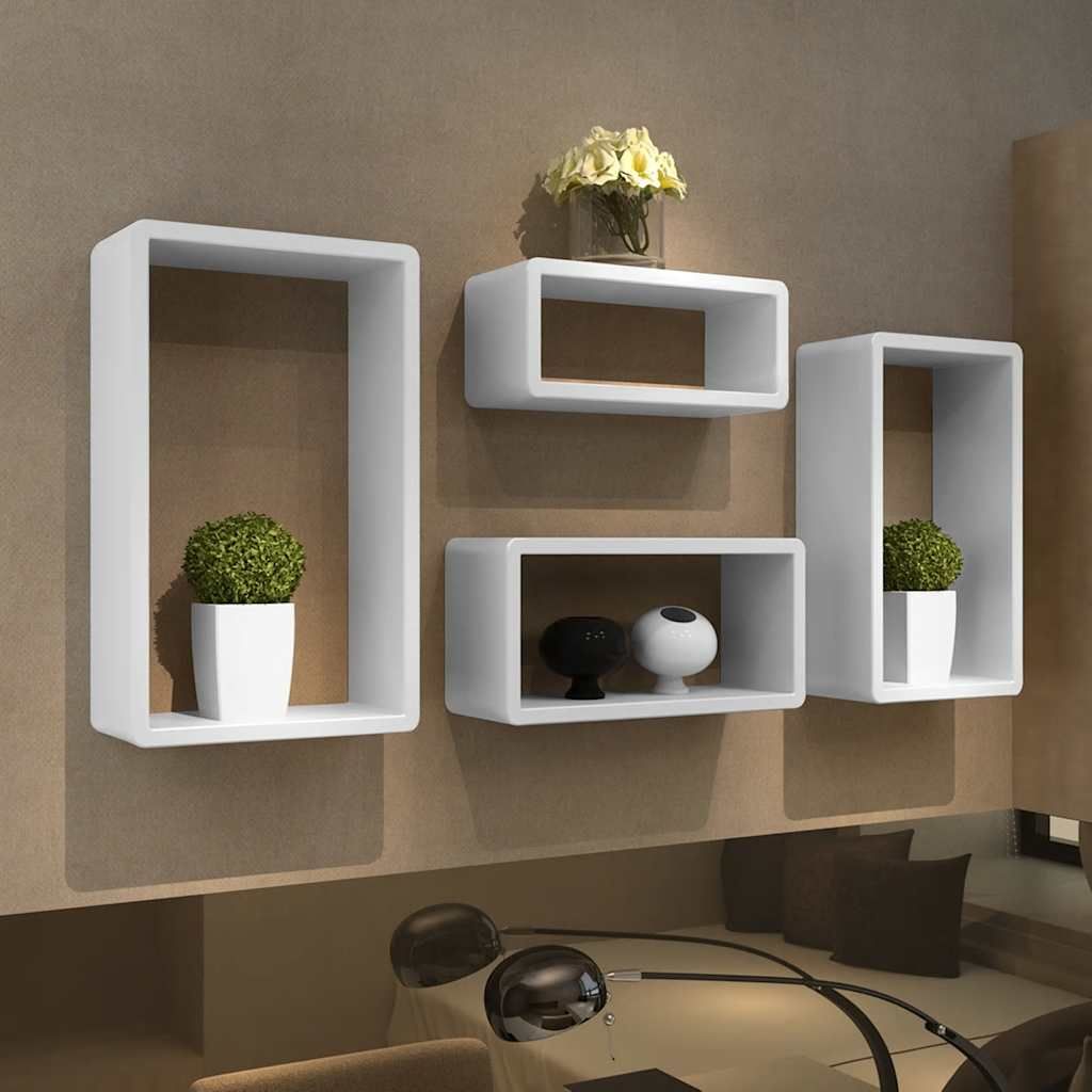 Set Scaffali a Cubo 4 pz Bianco vidaXL