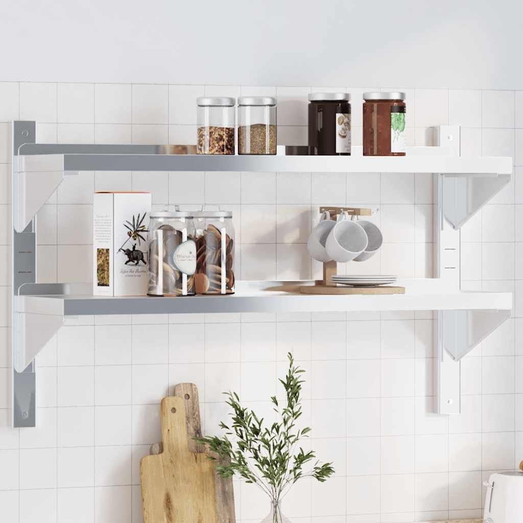 Mensola a Muro 2 Ripiani 100x23,5x60cm Argento in Acciaio Inox vidaXL