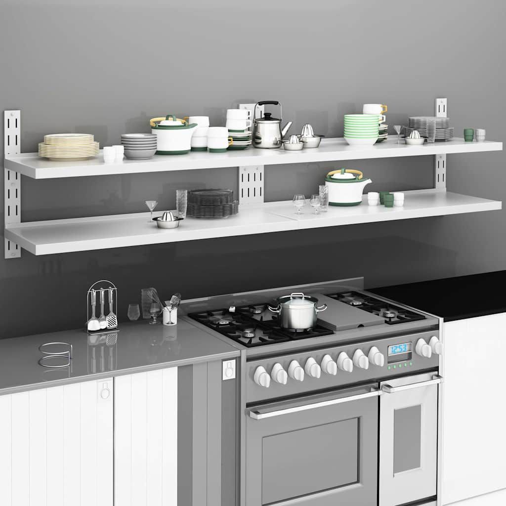 Mensole Galleggianti a 2 Livelli 2 pz in Acciaio Inox 240x30 cm vidaXL