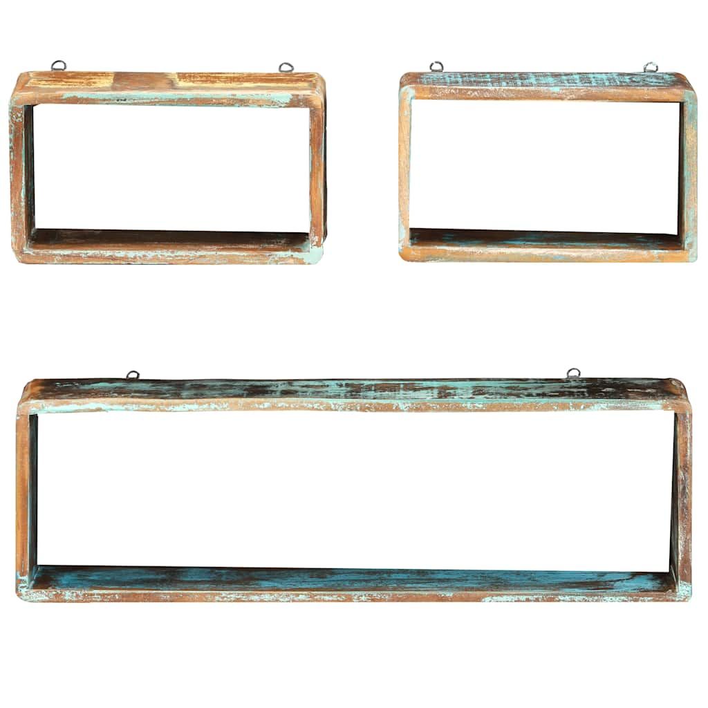 Set Mensole Cubiche da Parete 3pz in Legno Massello di Recupero vidaXL
