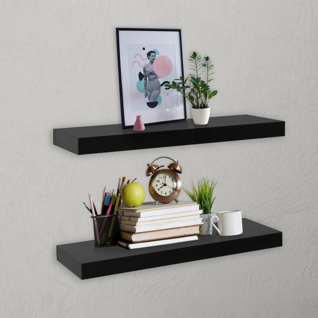 Mensole a Muro Galleggianti 2 pz Nere 40x20x3,8 cm vidaXL