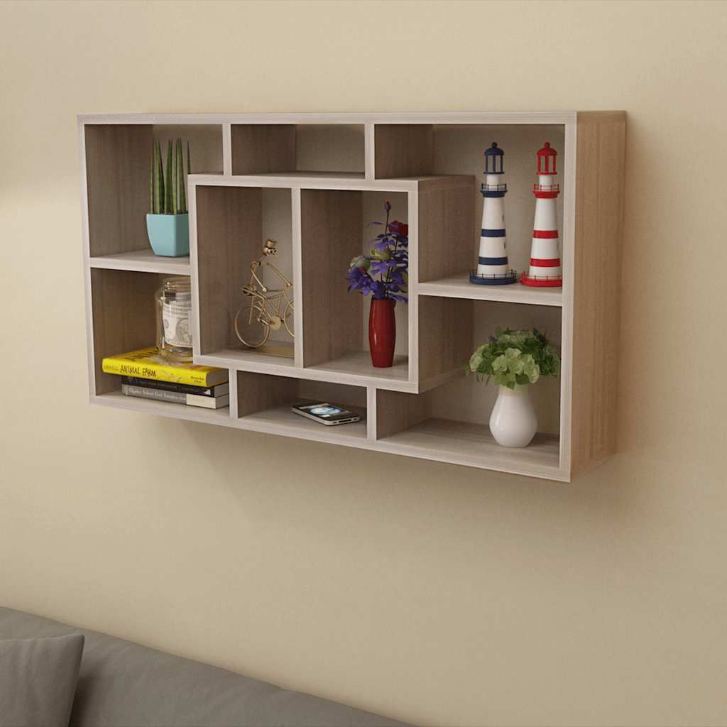 Espositore da Parete Pensile 8 Scomparti Color Rovere vidaXL