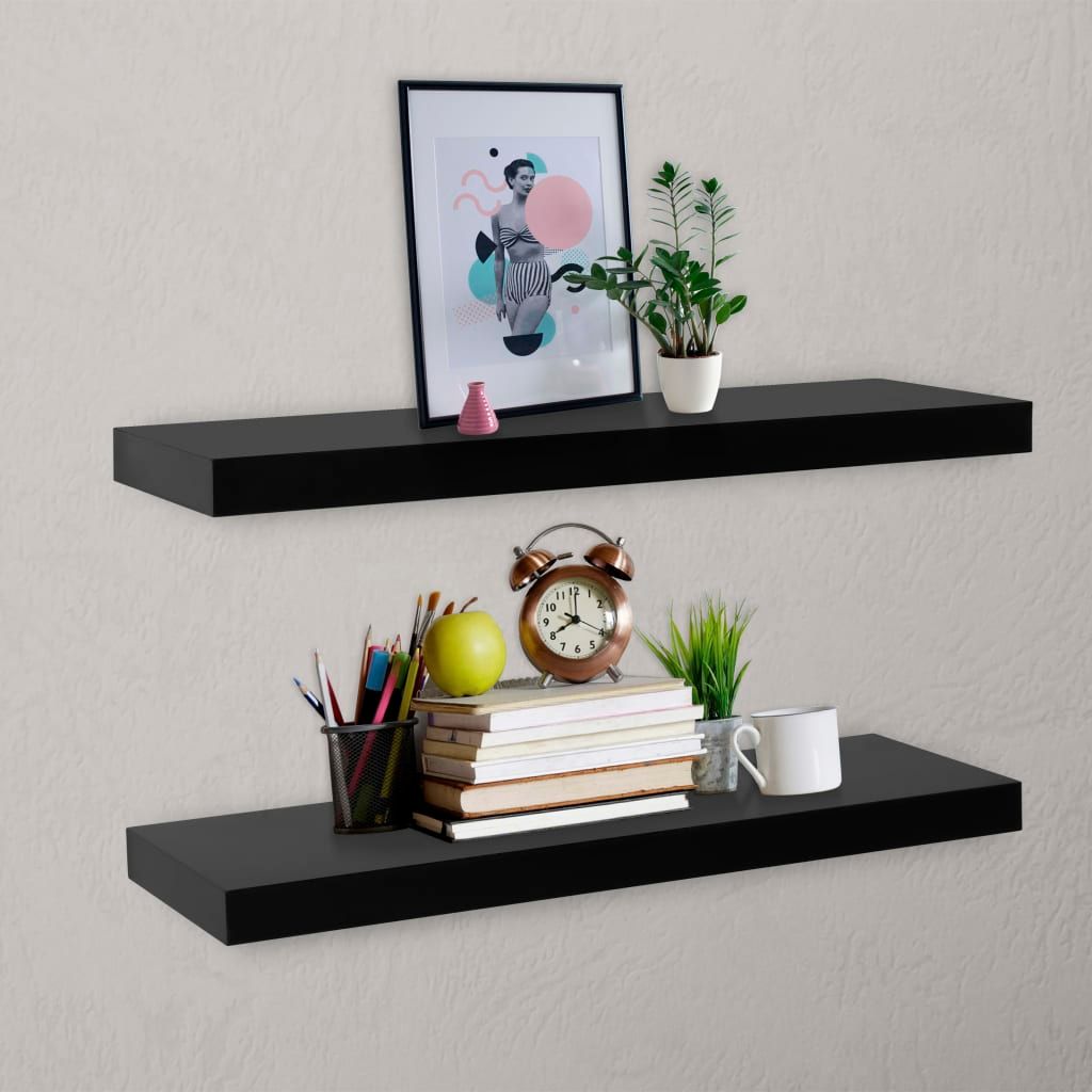 Mensole a Muro Galleggianti 2 pz Nere 80x20x3,8 cm vidaXL