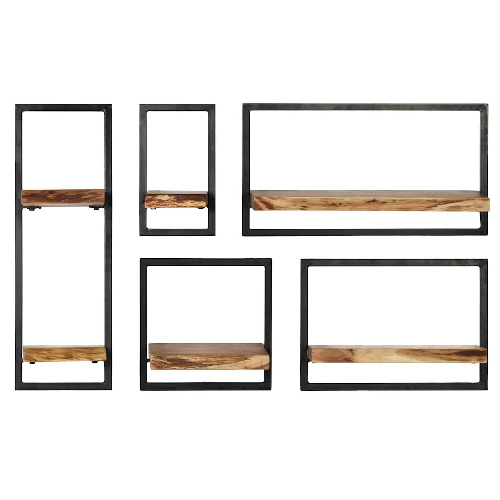 Set di Mensole 5 pz in Legno Massello di Acacia e Acciaio vidaXL