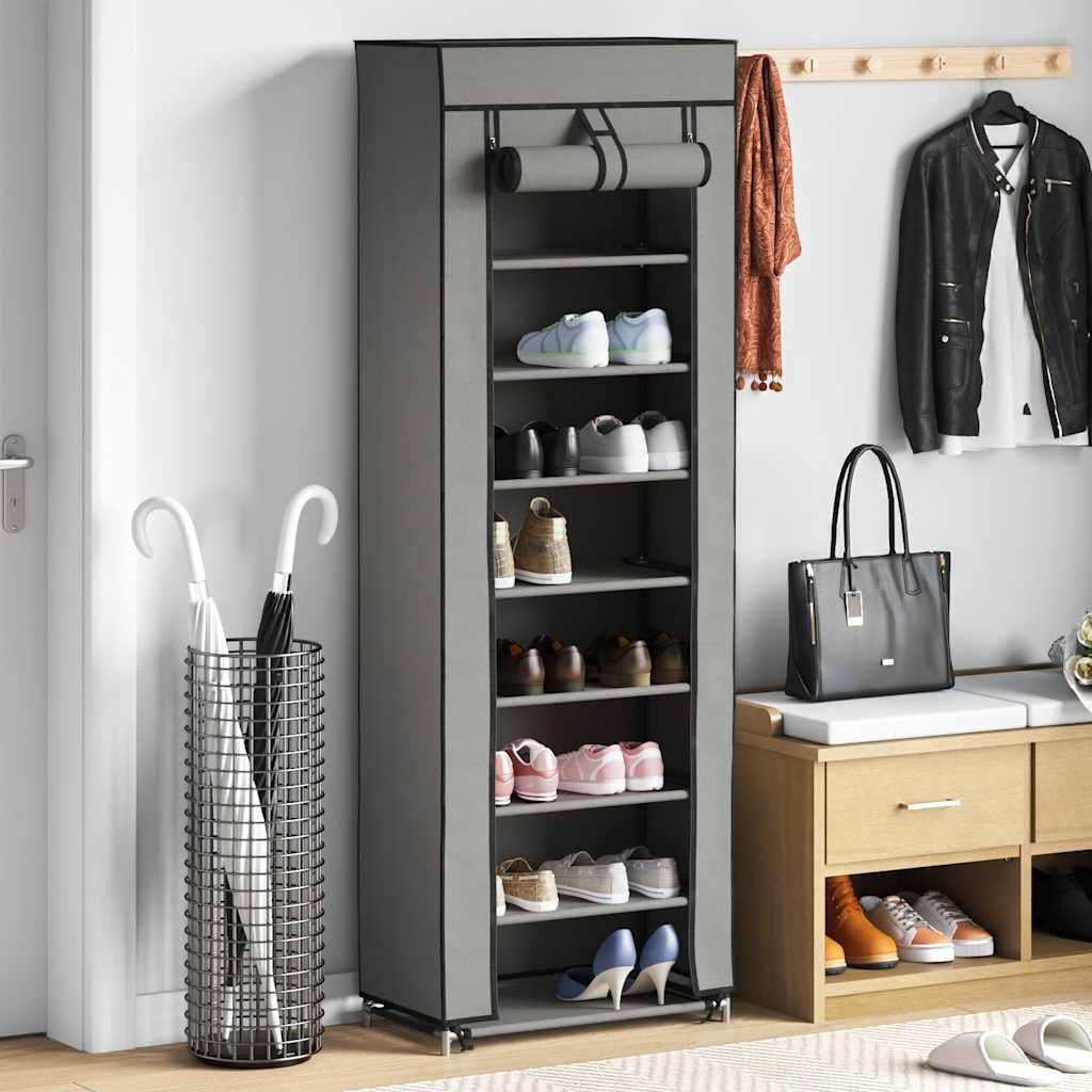 Scarpiera con Rivestimento in Tessuto Grigio 57x29x162 cm vidaXL