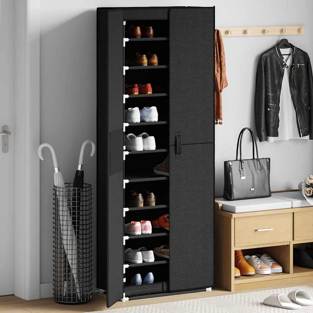 Scarpiera Nera 60x30x166 cm in Tessuto vidaXL