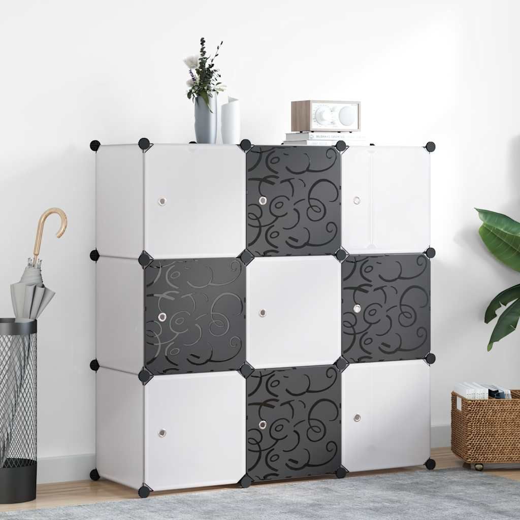 Armadio Salvaspazio a Cubo con 9 Scomparti Bianco e Nero vidaXL