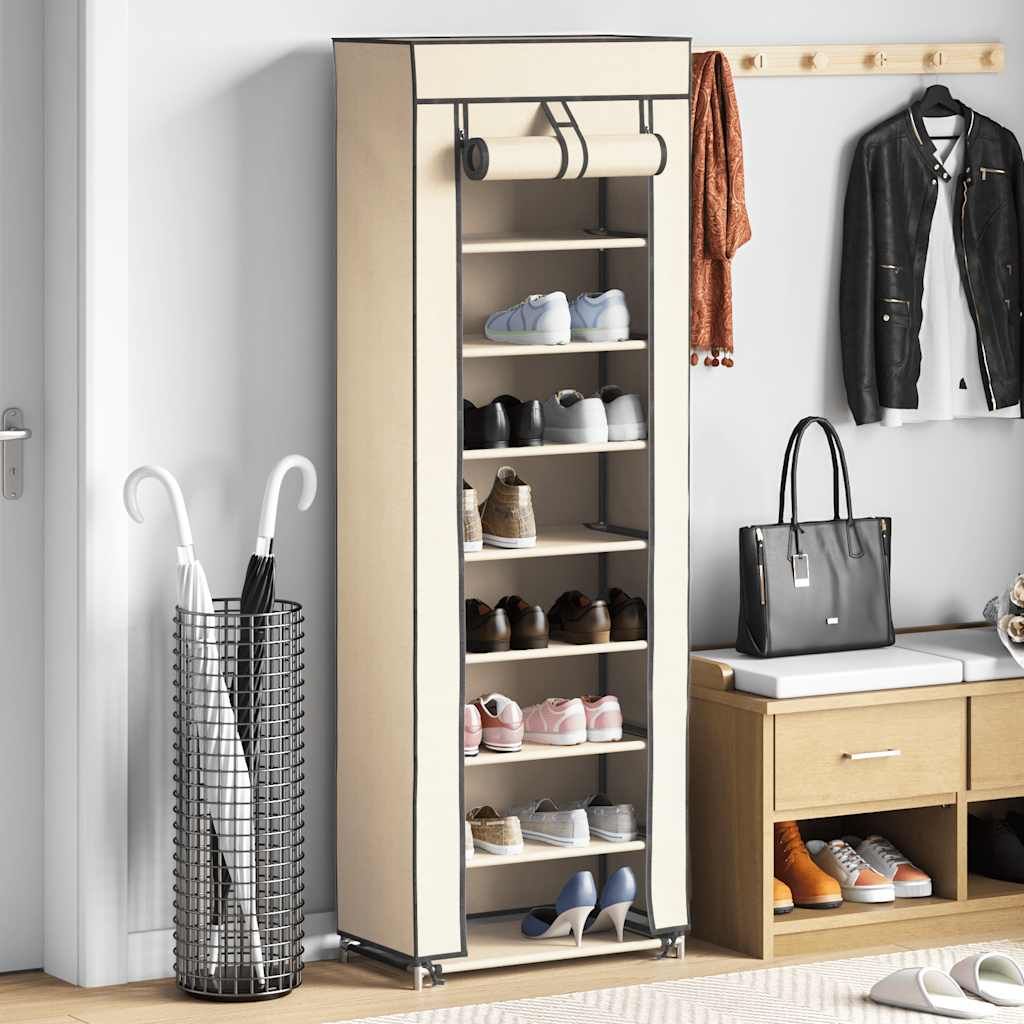 Scarpiera con Rivestimento in Tessuto Crema 57x29x162 cm vidaXL