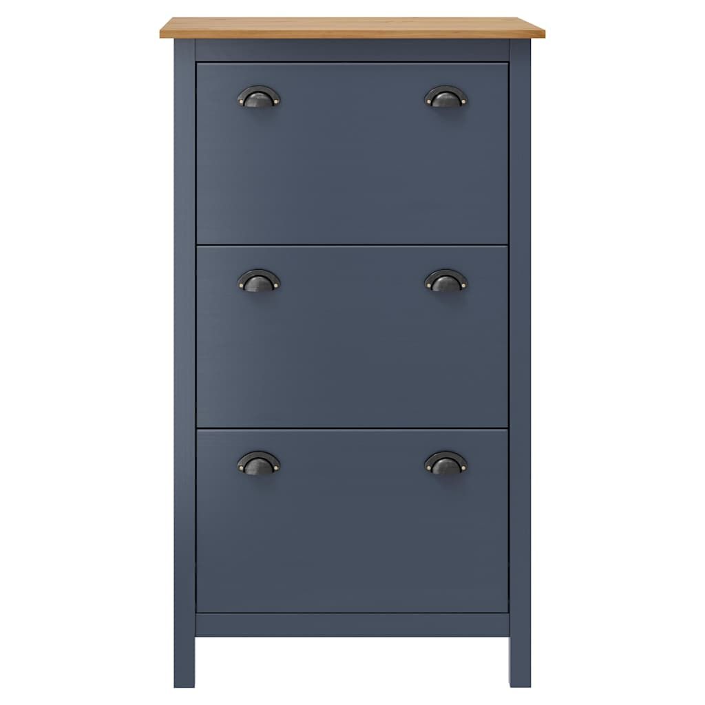 Scarpiera Hill Grigia 72x35x124 cm Legno Massello di Pino vidaXL