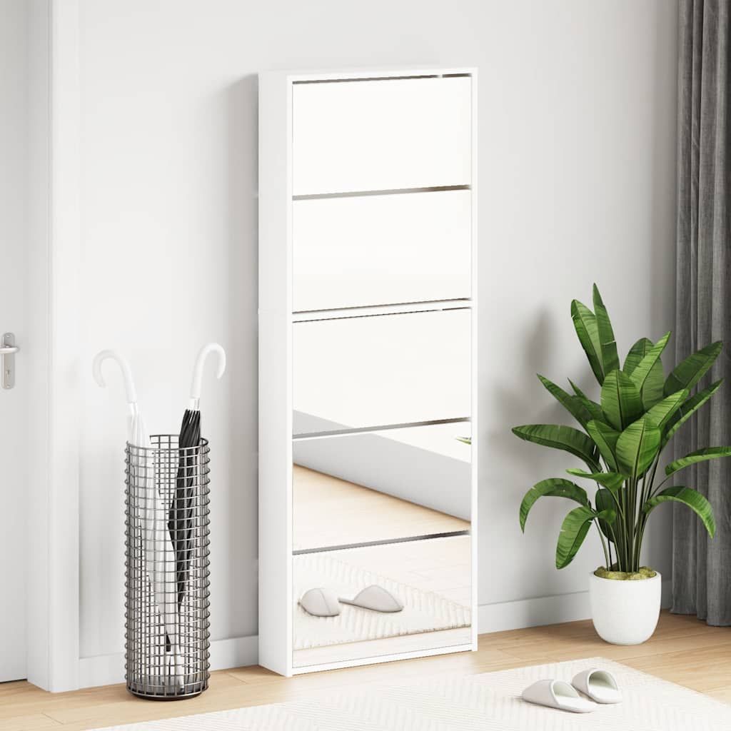 Scarpiera a 5 Strati con Specchio Bianca 63x17x169,5 cm vidaXL