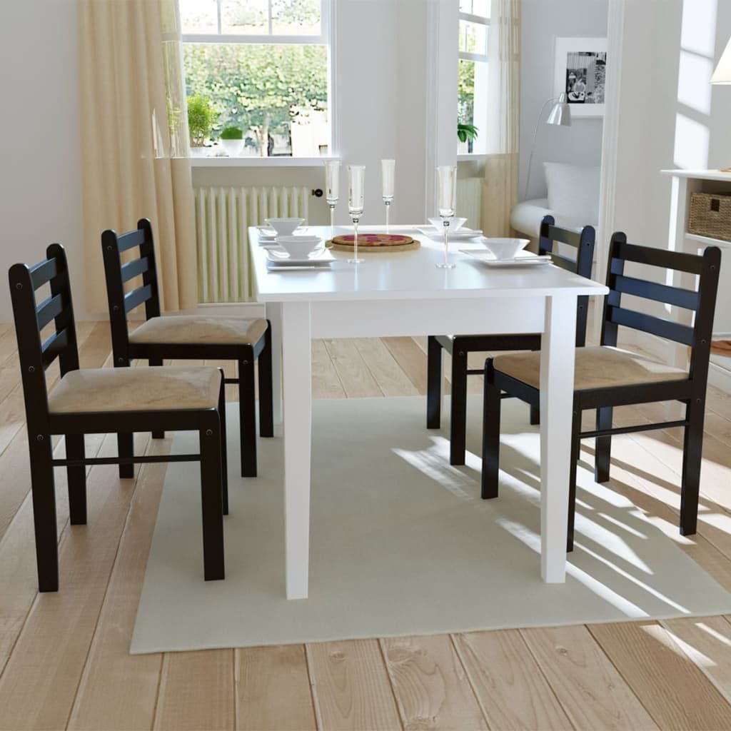 Sedie da Pranzo 4 pz Marroni Legno Massello di Hevea e Velluto vidaXL