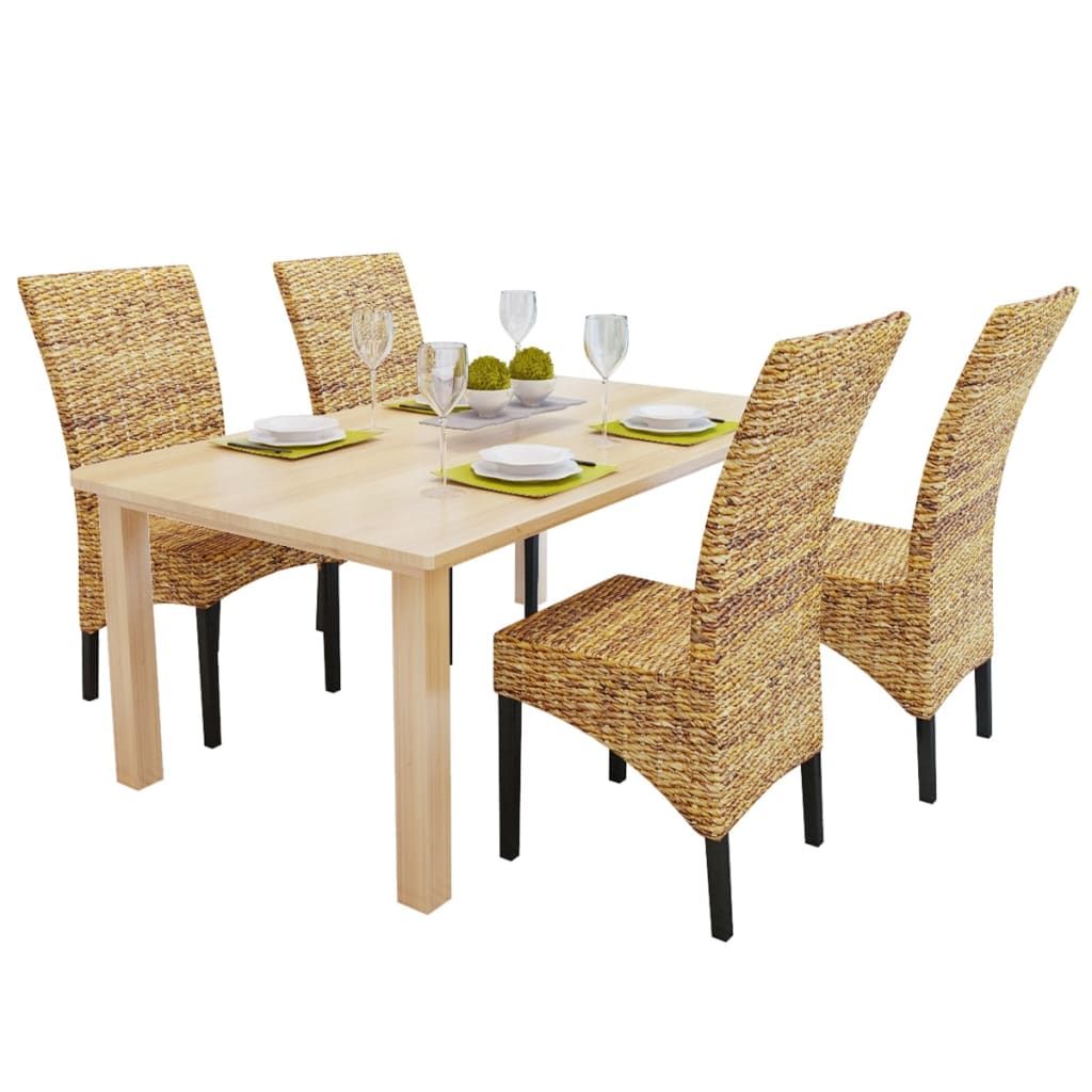Sedie da Pranzo 4 pz in Legno Massello di Mango e Abaca vidaXL