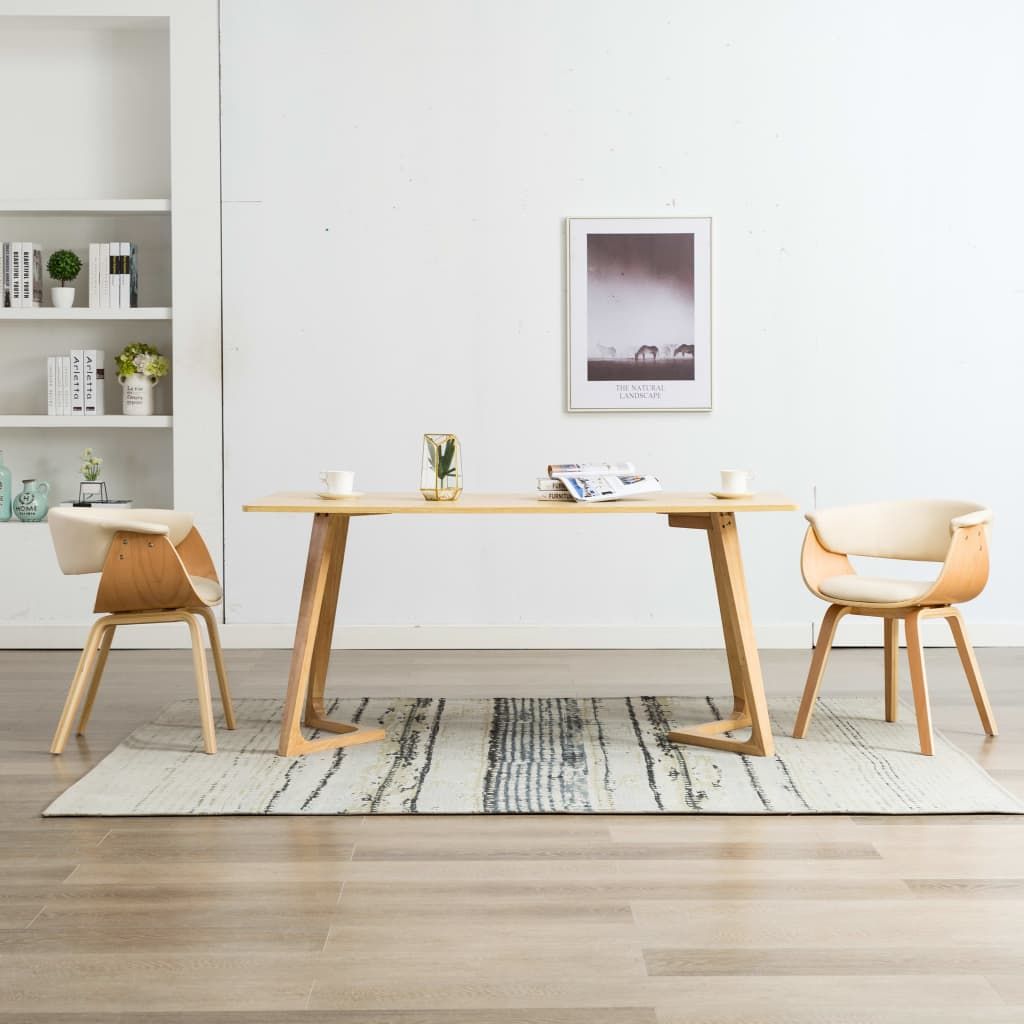 Sedie da Pranzo 2 pz in Legno Curvato e Similpelle Crema vidaXL