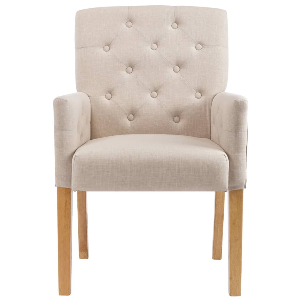 Sedie da Pranzo con Braccioli 6 pz Beige in Tessuto vidaXL