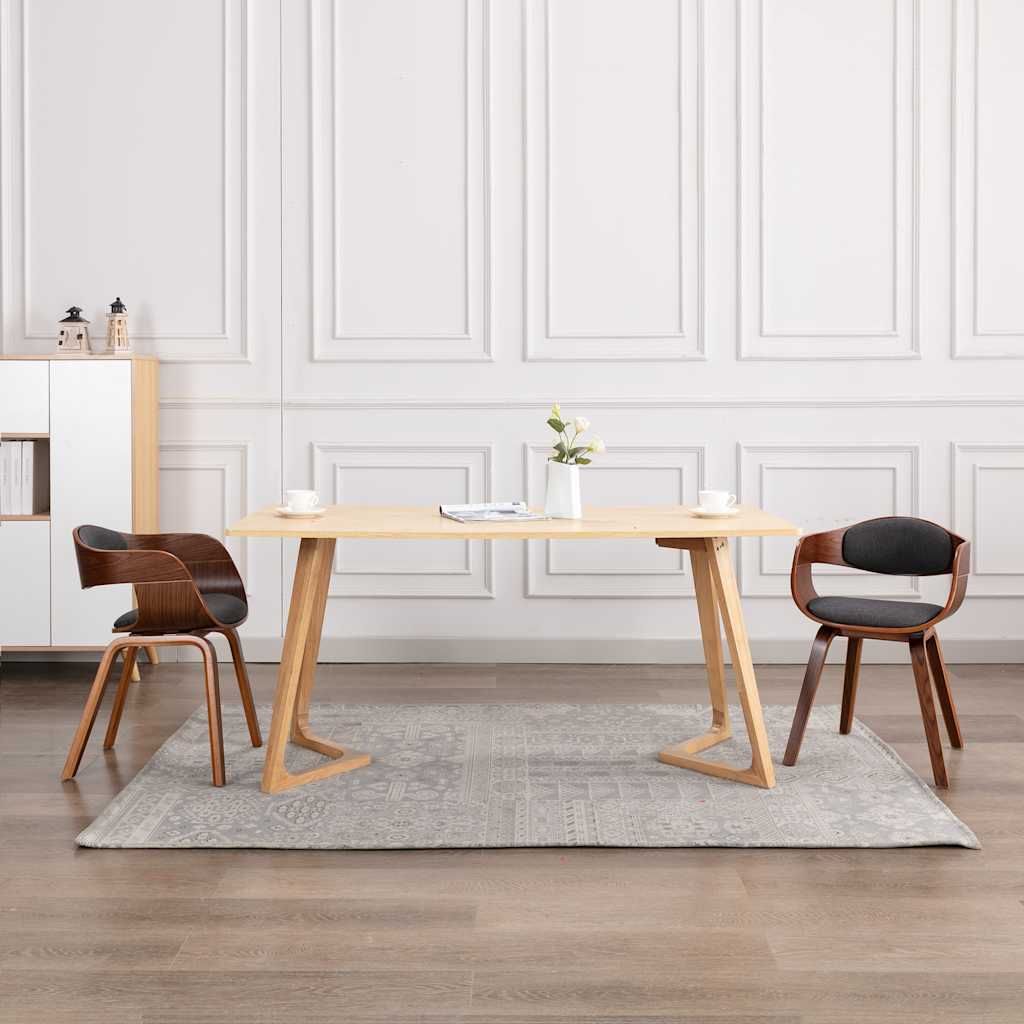 Sedie da Pranzo 2 pz Grigie in Legno Piegato e Tessuto Grigio vidaXL