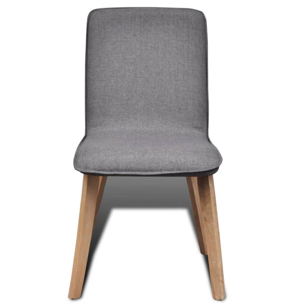 Sedie da Pranzo 6 pz Grigio Chiaro Tessuto e Massello di Rovere vidaXL