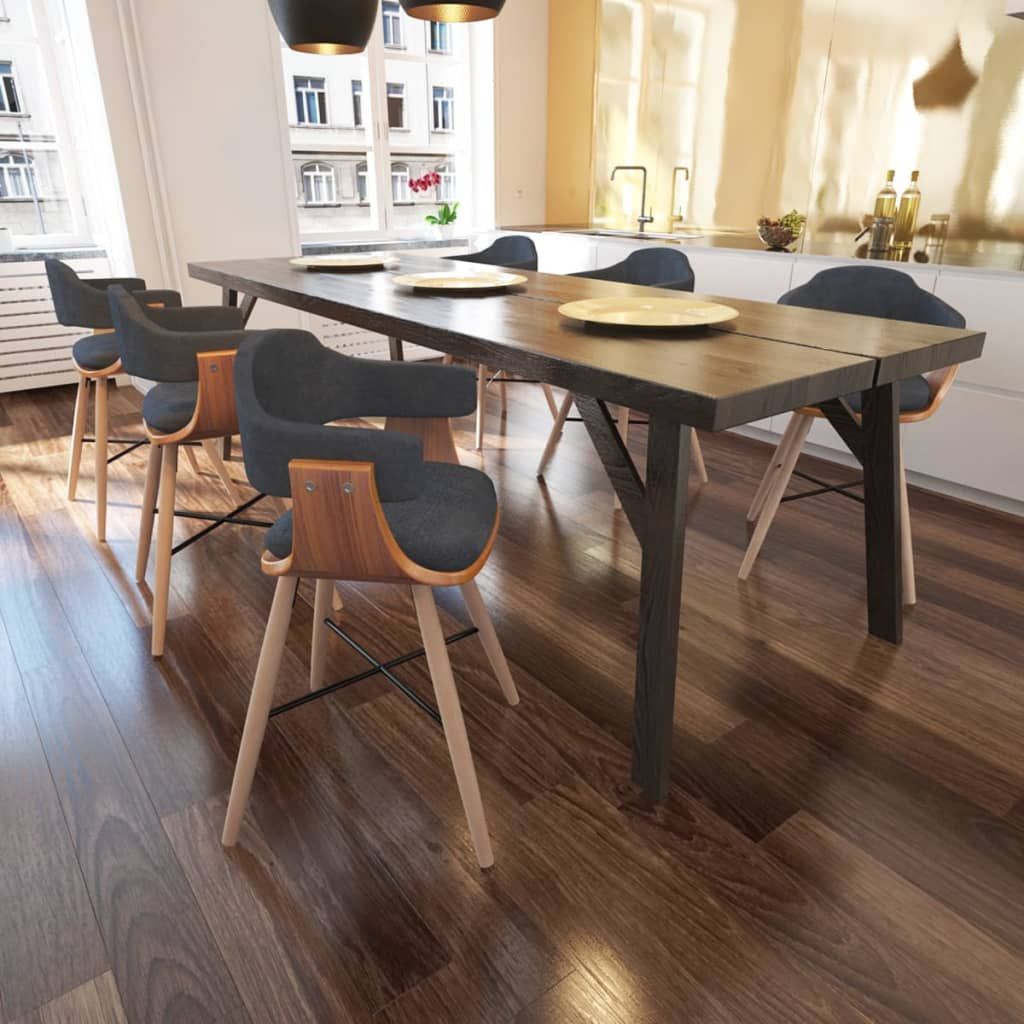 Sedie da Pranzo 6 pz Grigio Scuro in Legno Piegato e Tessuto vidaXL