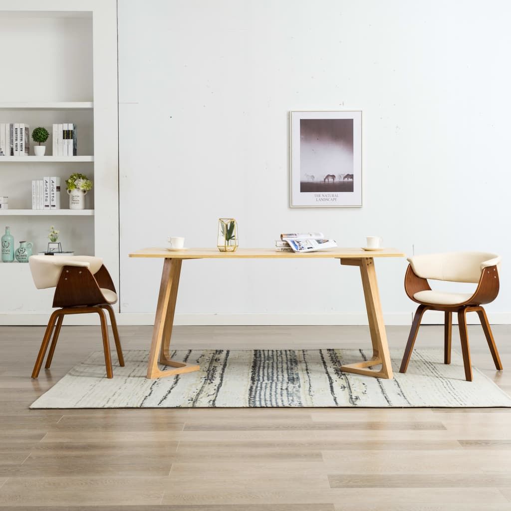 Sedie da Pranzo 2 pz in Legno Curvato e Similpelle Crema vidaXL