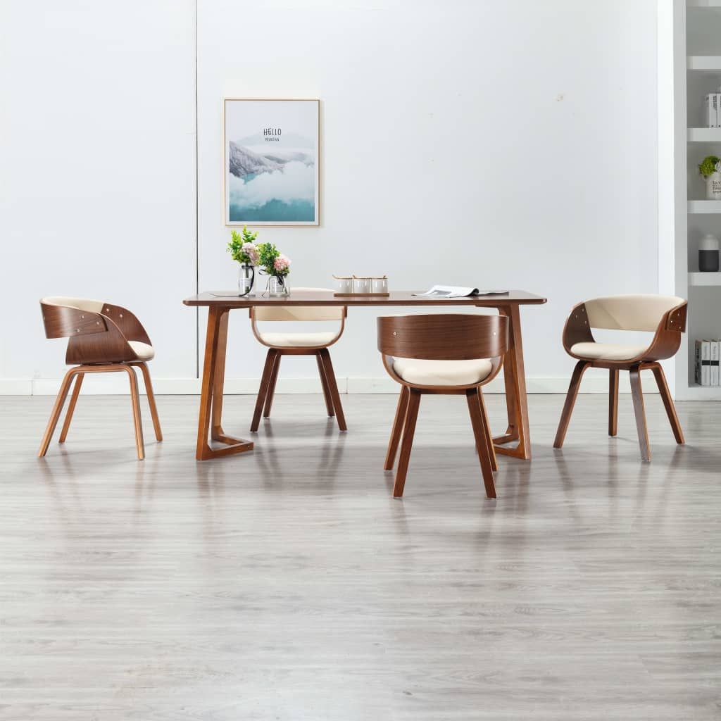 Sedie da Pranzo 4 pz in Legno Curvato e Similpelle Crema vidaXL