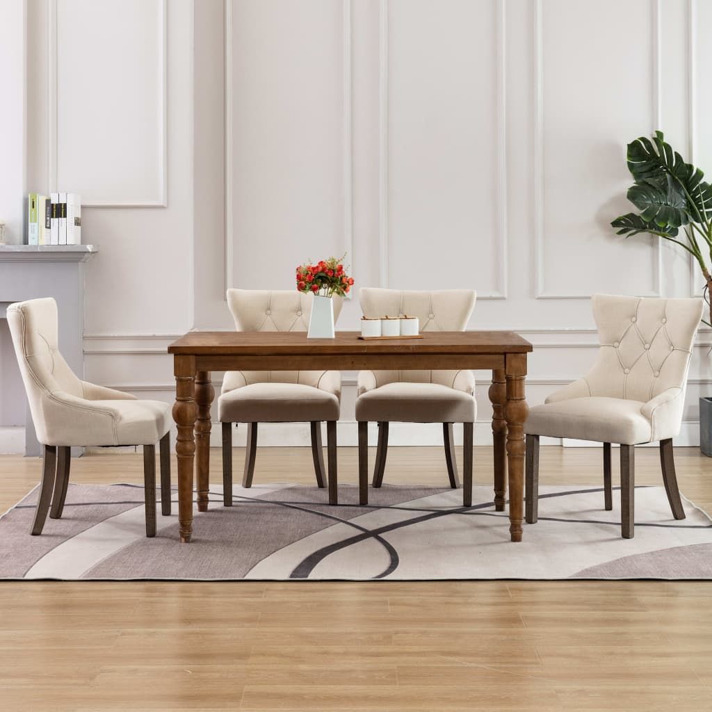 Sedie da Pranzo 4 pz Beige in Tessuto vidaXL