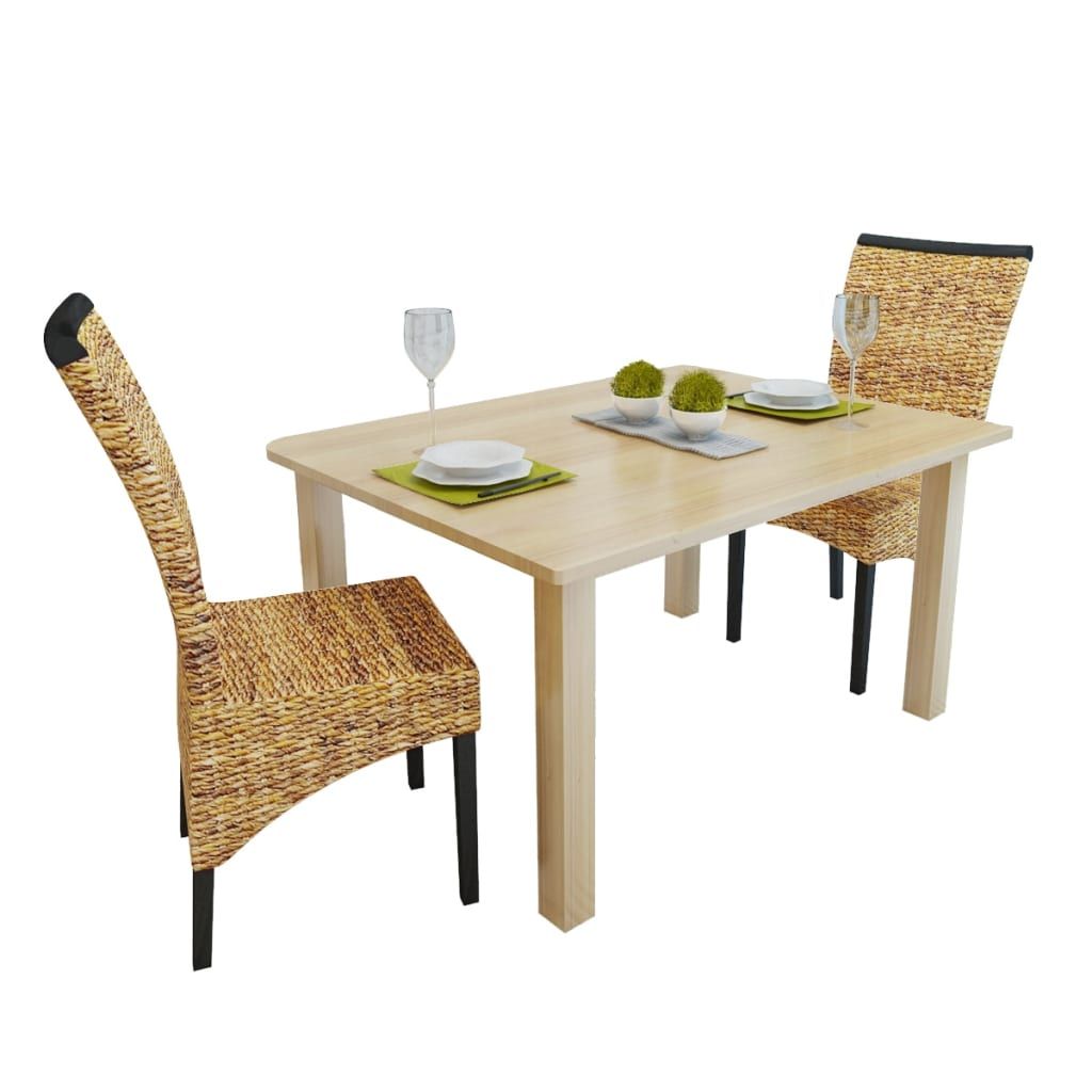 Sedie da Pranzo 2 pz in Abaca e Legno Massello di Mango vidaXL