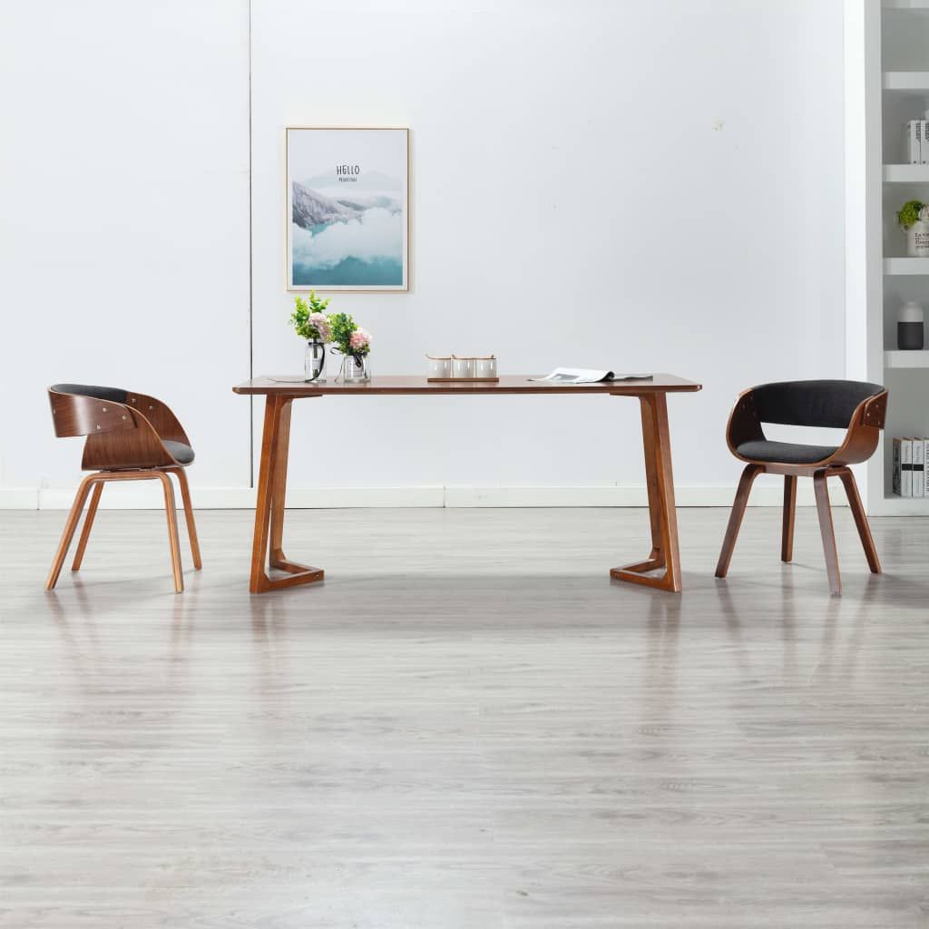 Sedie da Pranzo 2 pz Legno Curvato e Tessuto Grigio vidaXL