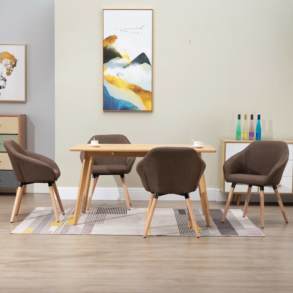 Sedie da Pranzo 4 pz Marroni in Tessuto vidaXL