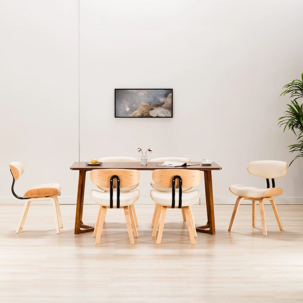 Sedie da Pranzo 6 pz Crema in Legno Piegato e Similpelle vidaXL