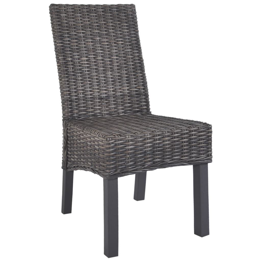 Sedie da Pranzo 6 pz Marroni in Rattan Kubu e Legno di Mango vidaXL