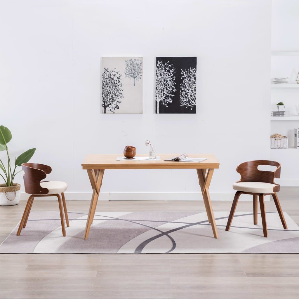 Sedie da Pranzo 2 pz in Legno Curvato e Similpelle Crema vidaXL