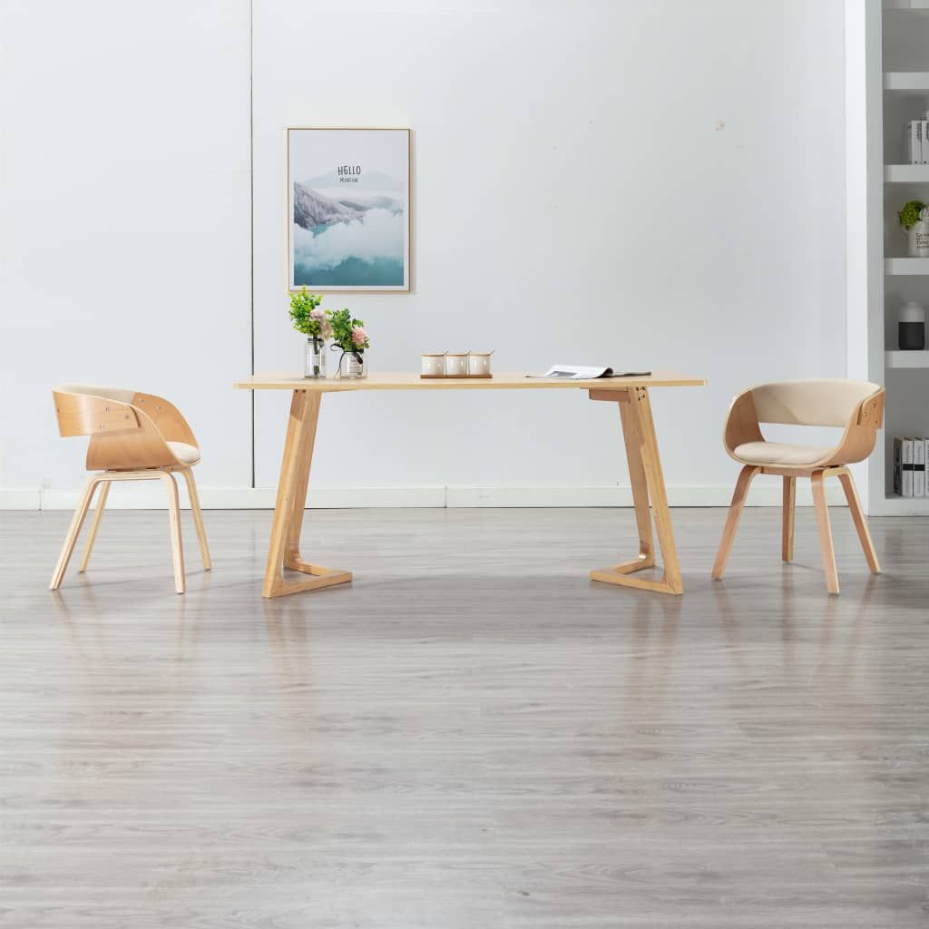 Sedie da Pranzo 2 pz in Legno Curvato e Similpelle Crema vidaXL