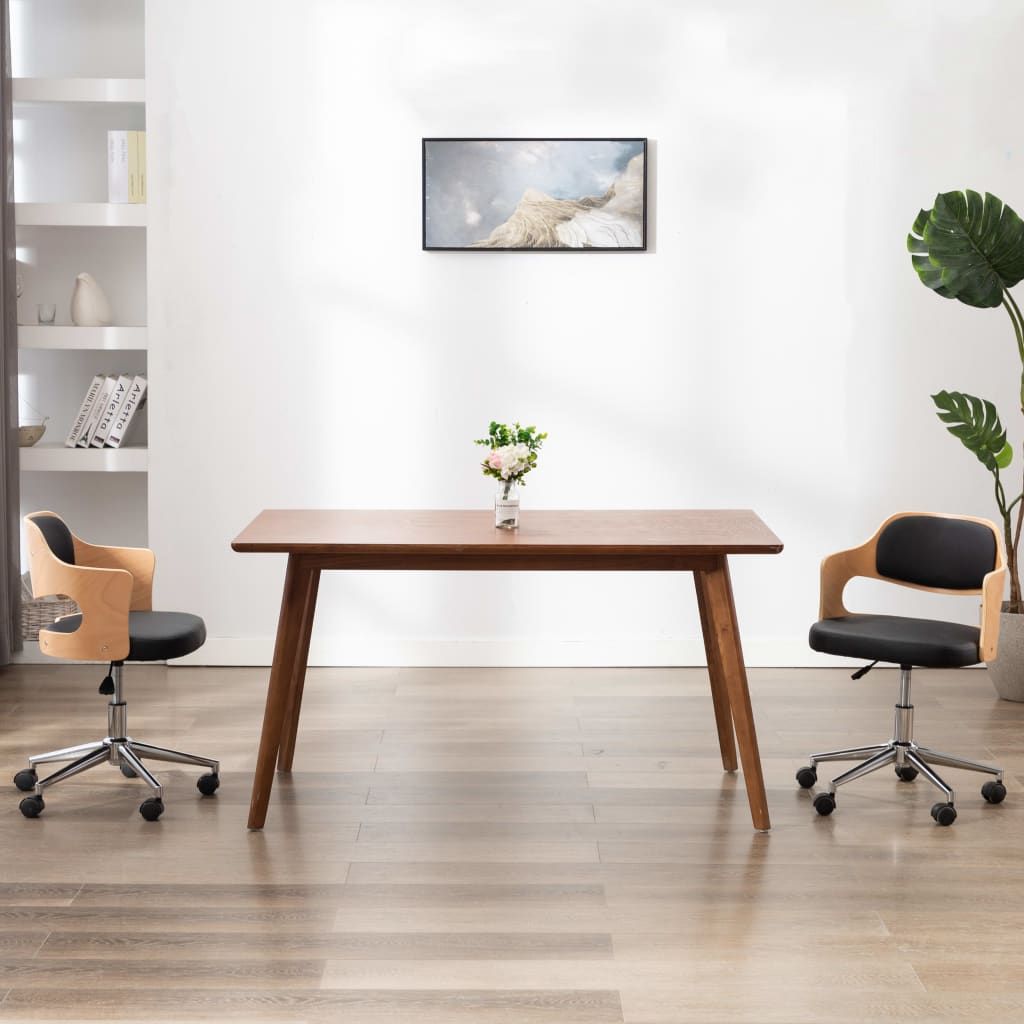 Sedie da Pranzo Girevoli 2 pz Nere in Legno Curvo e Similpelle vidaXL