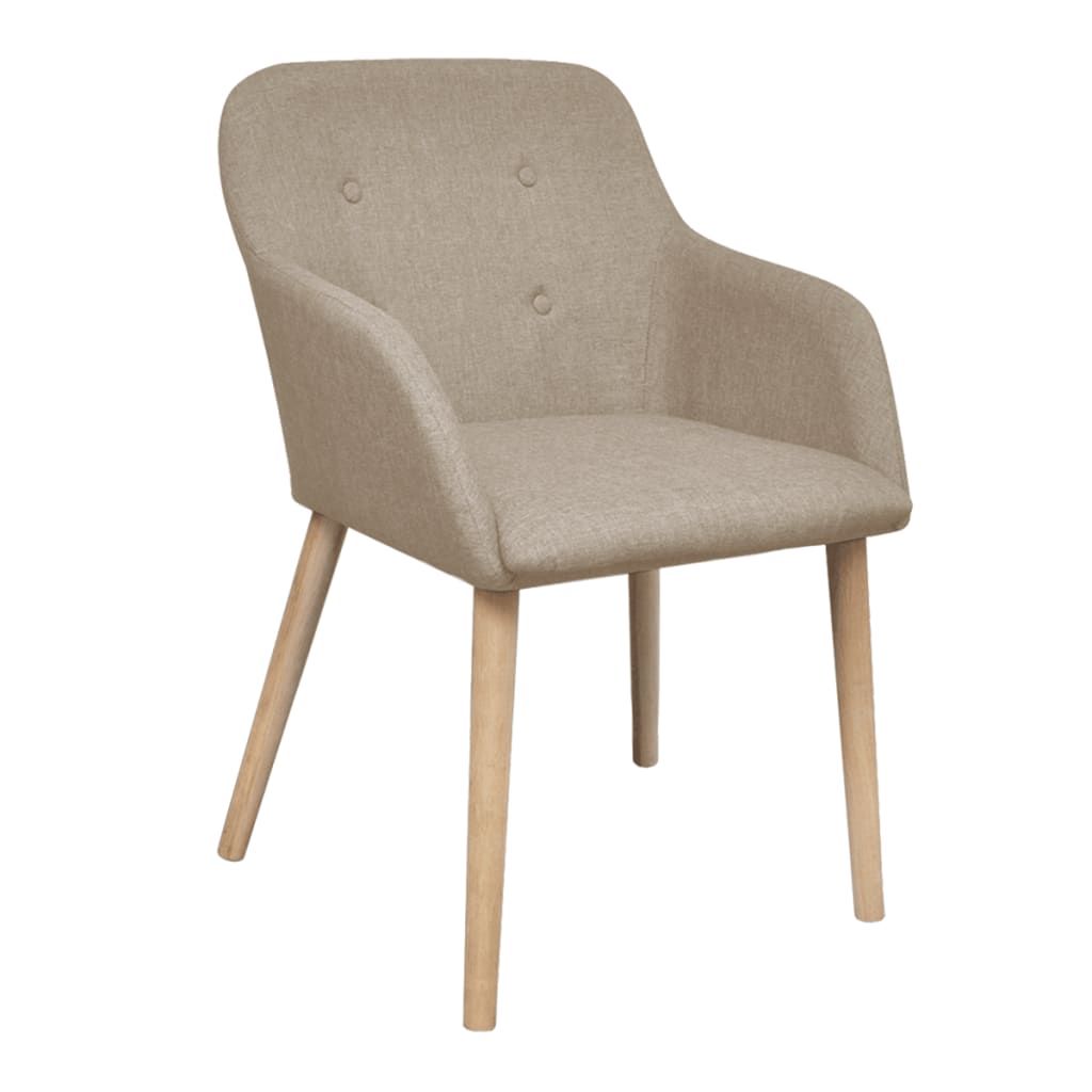 Sedie da Pranzo 6pz Beige in Tessuto e Legno Massello di Rovere vidaXL