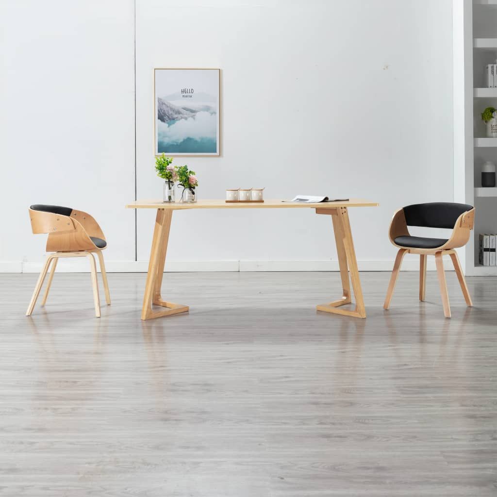 Sedie da Pranzo 2 pz Nere in Legno Curvato e Similpelle vidaXL