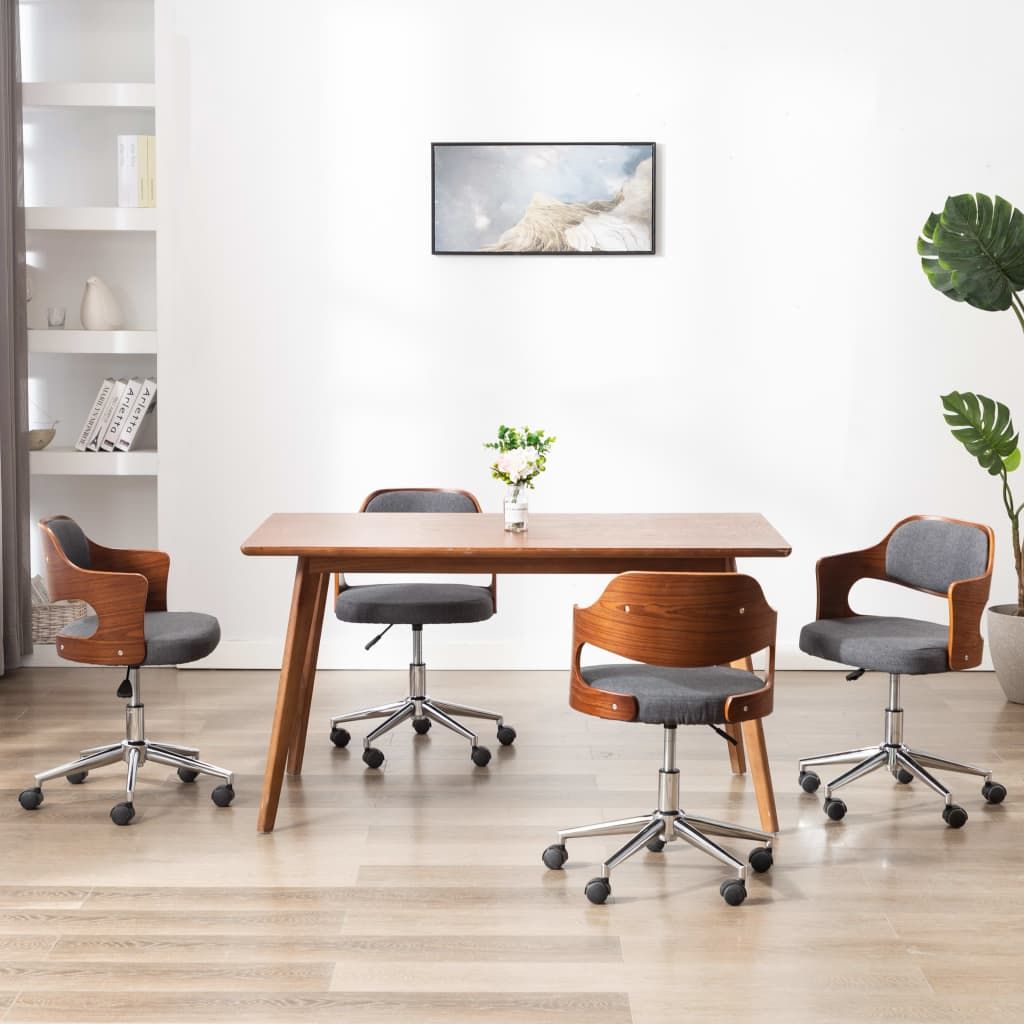 Sedie da Pranzo Girevoli 4 pz Grigie in Legno Curvo e Tessuto vidaXL