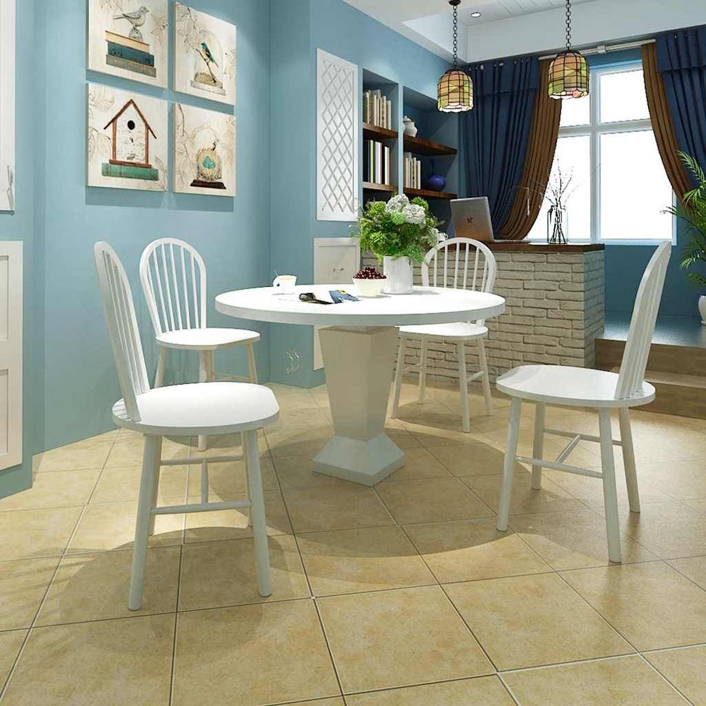 Sedie da Pranzo 4 pz Bianche in Legno Massello di Hevea vidaXL