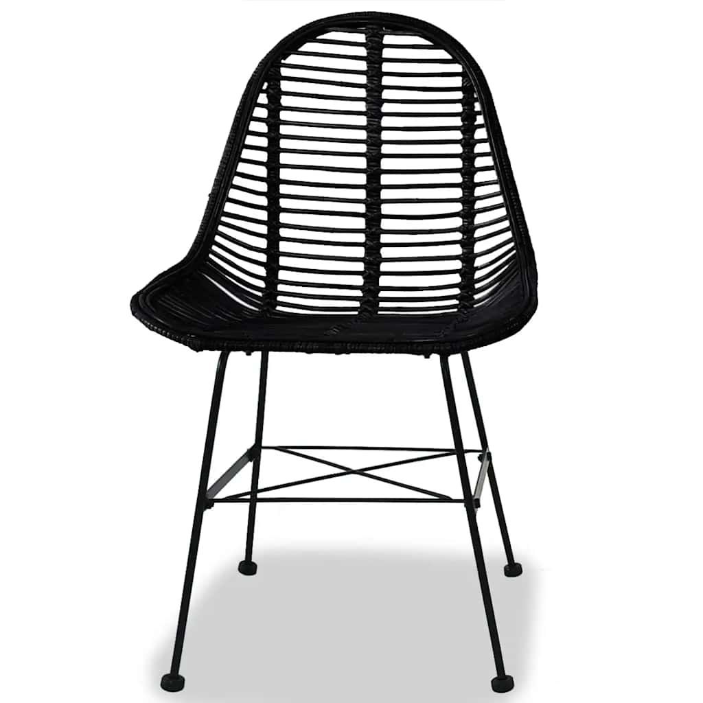 Sedie da Pranzo 2 pz Nere in Rattan Naturale vidaXL