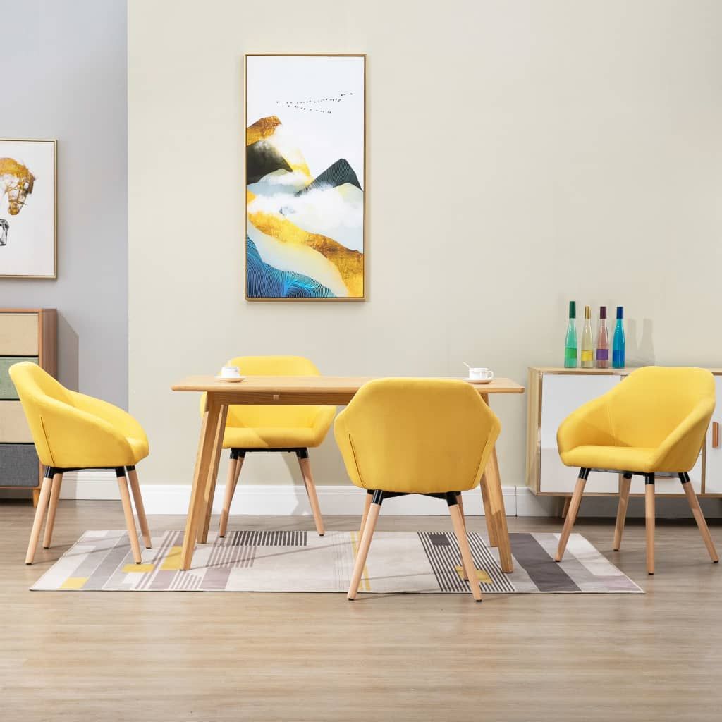 Sedie da Pranzo 4 pz Gialle in Tessuto vidaXL