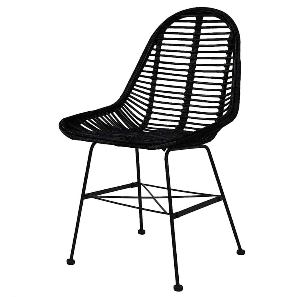 Sedie da Pranzo 6 pz Nere in Rattan Naturale vidaXL