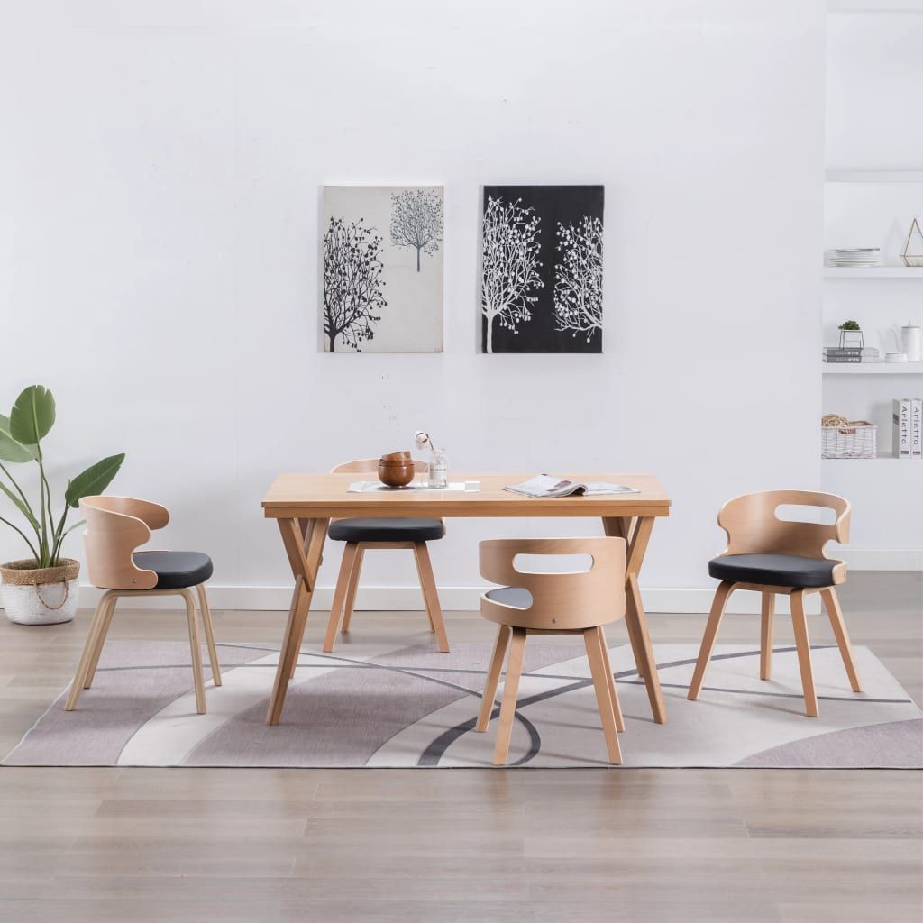 Sedie da Pranzo 4 pz Nere in Legno Piegato e Similpelle vidaXL