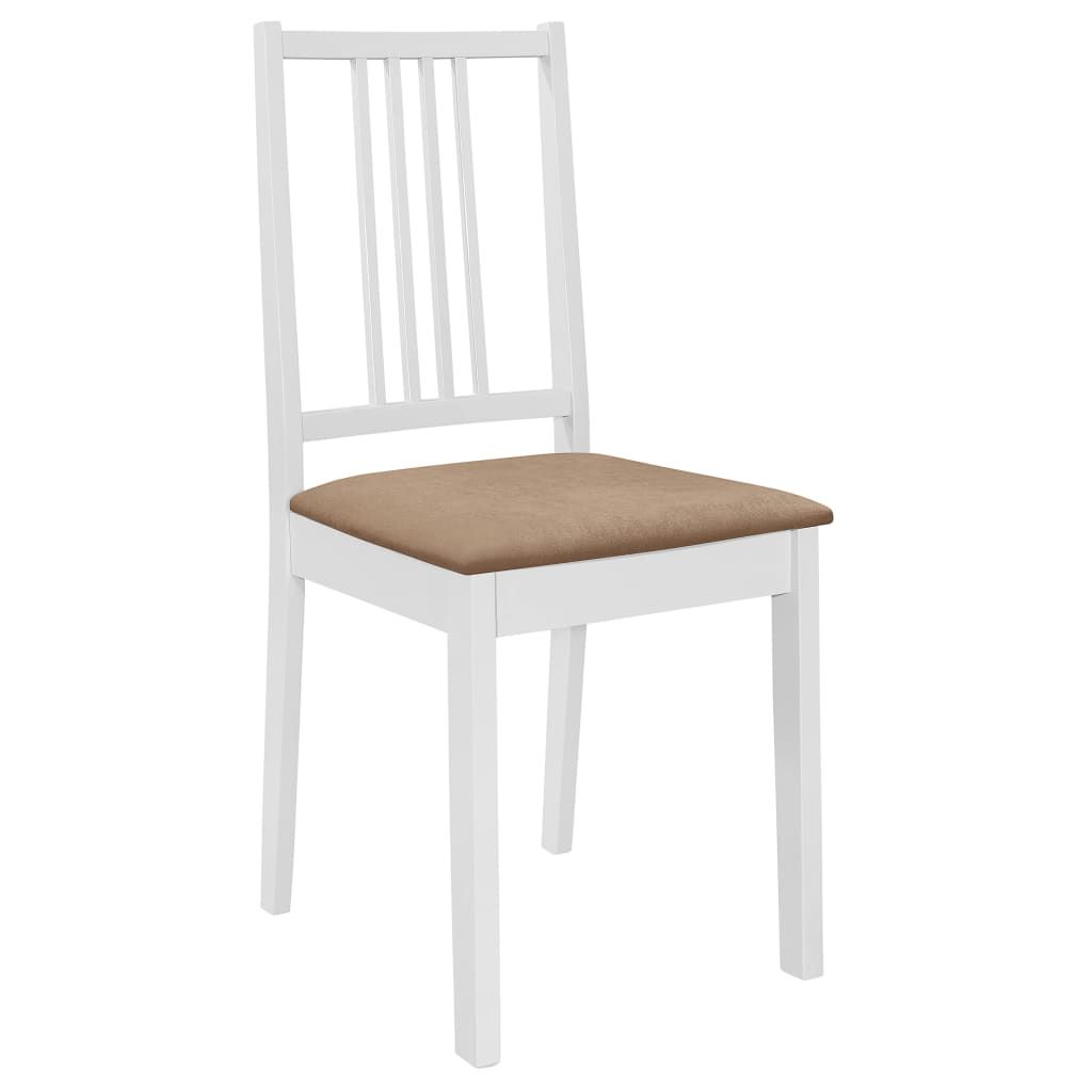 Sedie da Pranzo con Cuscini 6 pz Bianche in Legno Massello vidaXL