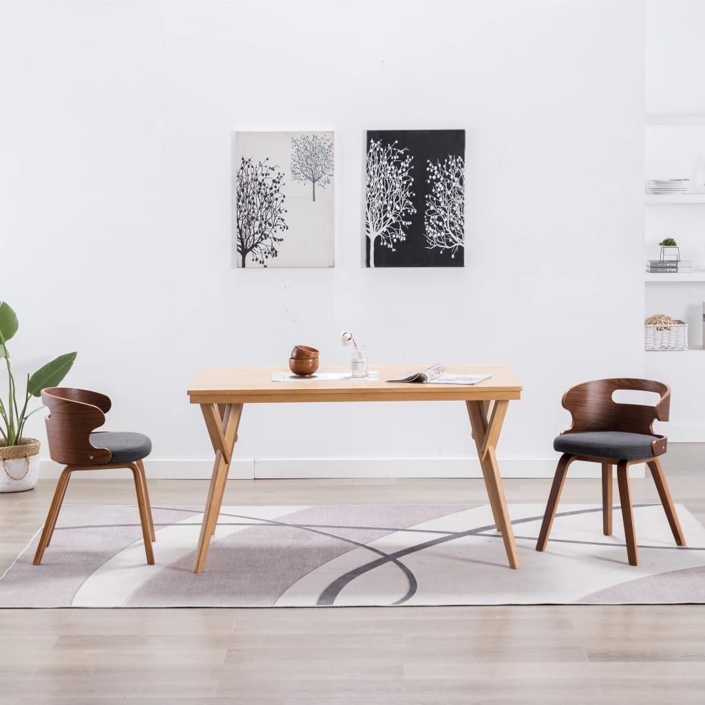 Sedie da Pranzo 2 pz Legno Curvato e Tessuto Grigio Scuro vidaXL