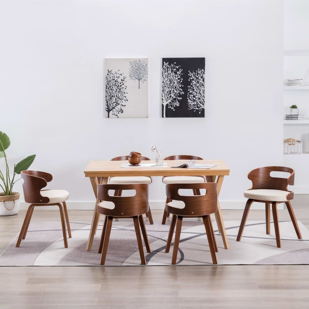 Sedie da Pranzo 6 pz Crema in Legno Piegato e Similpelle vidaXL