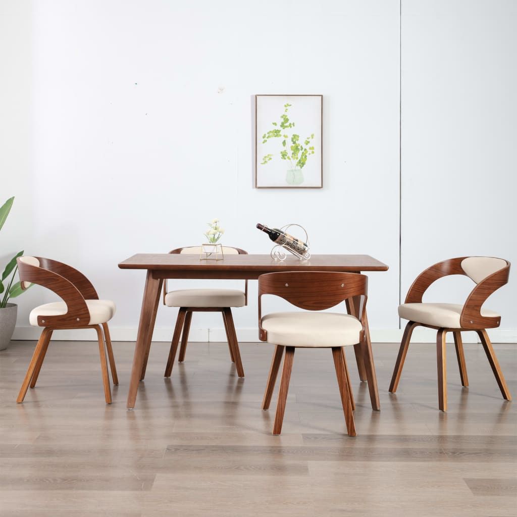 Sedie da Pranzo 4 pz in Legno Curvato e Similpelle Crema vidaXL