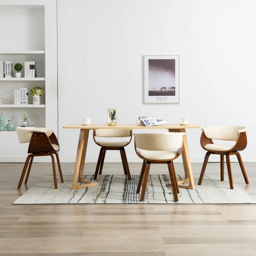 Sedie da Pranzo 4 pz in Legno Curvato e Similpelle Crema vidaXL
