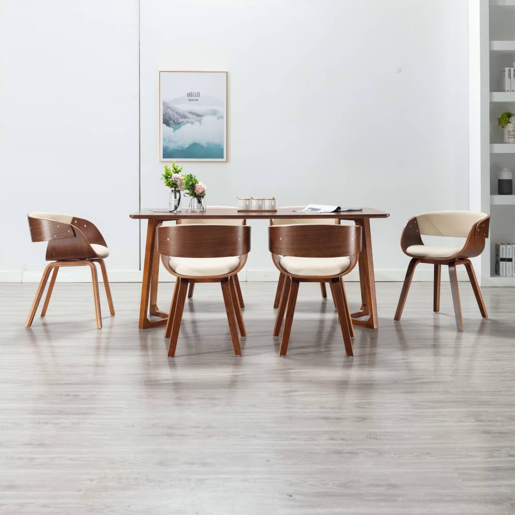 Sedie da Pranzo 6 pz Crema in Legno Piegato e Similpelle vidaXL