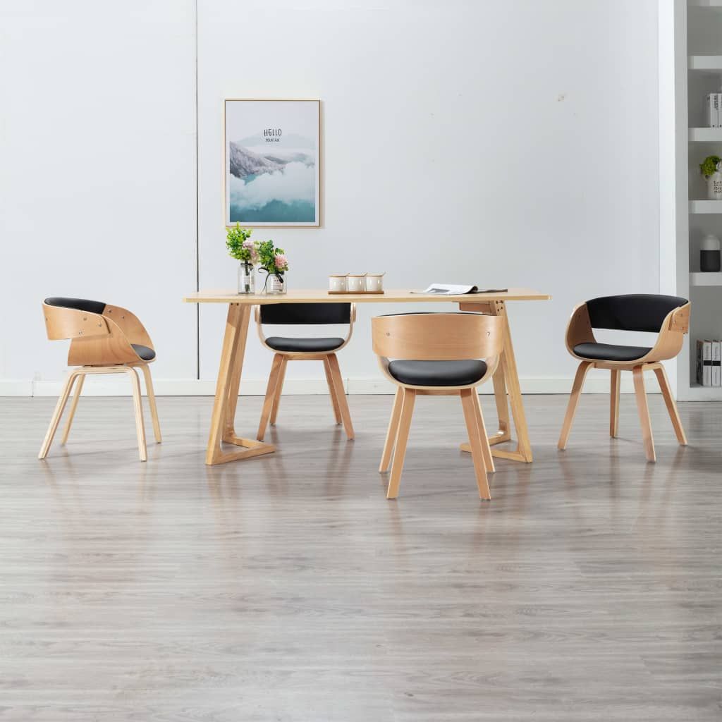 Sedie da Pranzo 4 pz Nere in Legno Piegato e Similpelle vidaXL